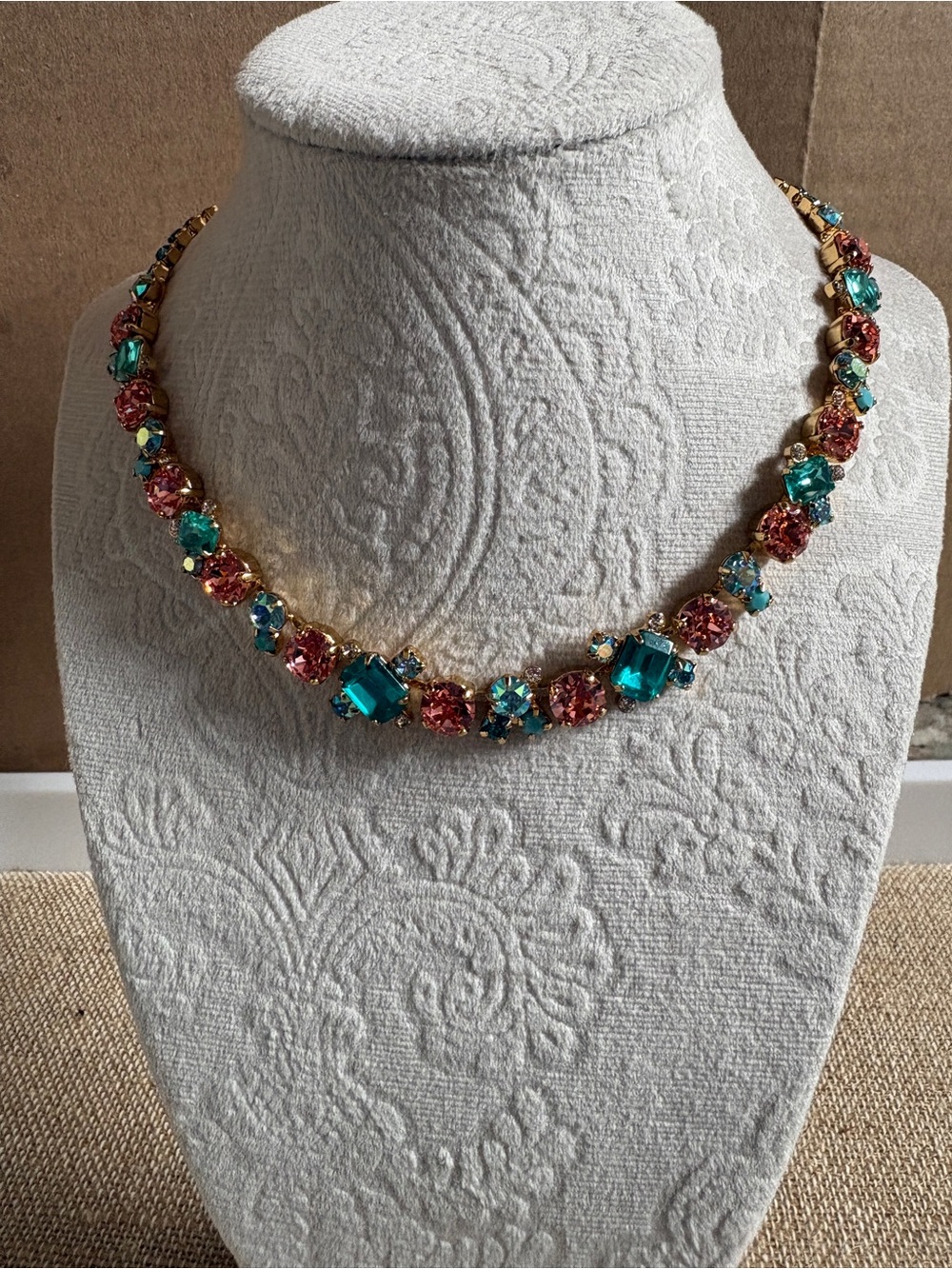 Sorrelli peach/pink and teal Crystal Statement Necklace - Women Jewelry